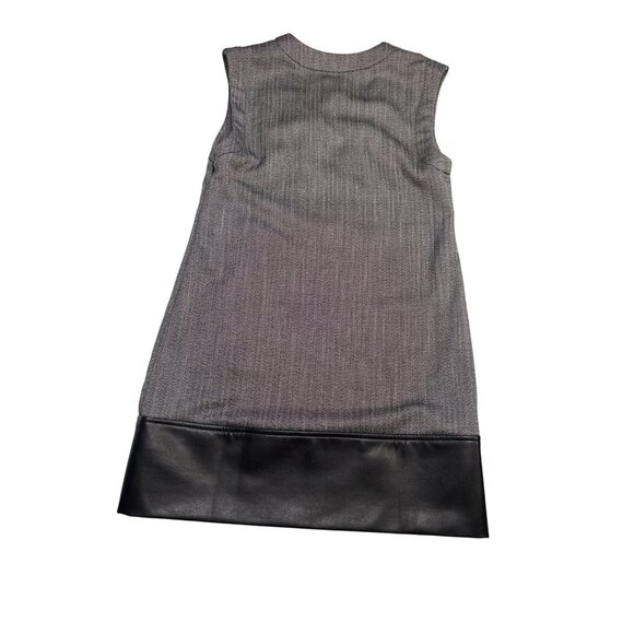 Maeve Anthropologie Sleeveless Sheath Dress Gray Black Faux Leather Hem XXS NWT - Picture 4 of 16